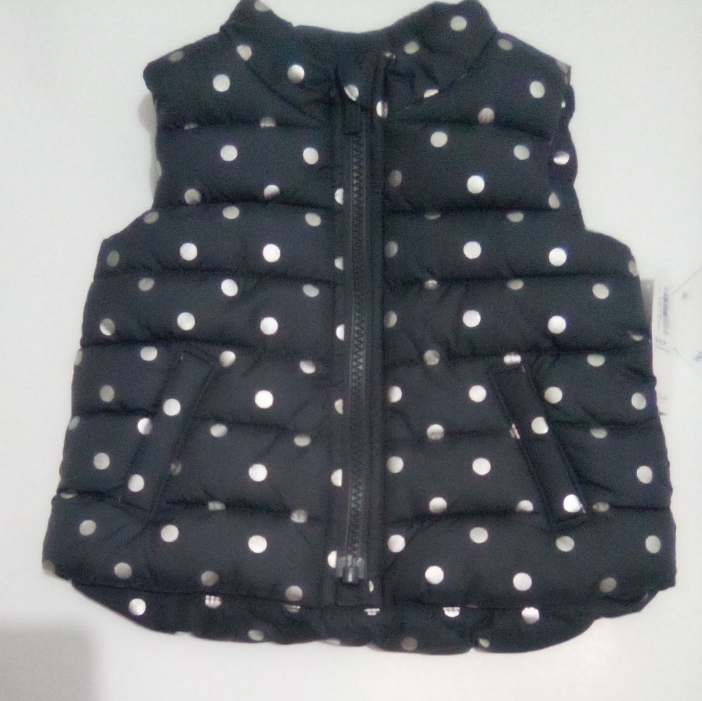 Old Navy Kids Polka Dot Puff Vest Jacket Size 6-12 M Outdoor